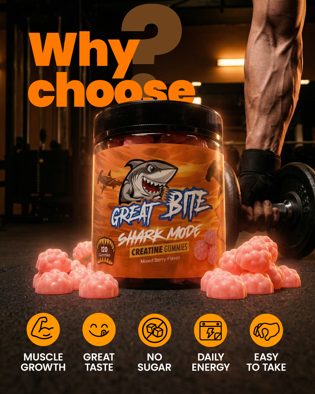 Shark Mode Creatine Gummies Great Bite