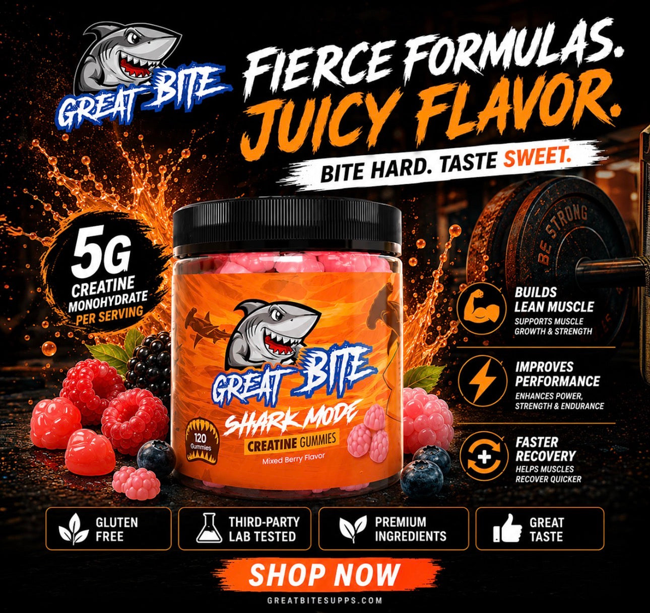 Shark Mode Creatine Gummies Great Bite
