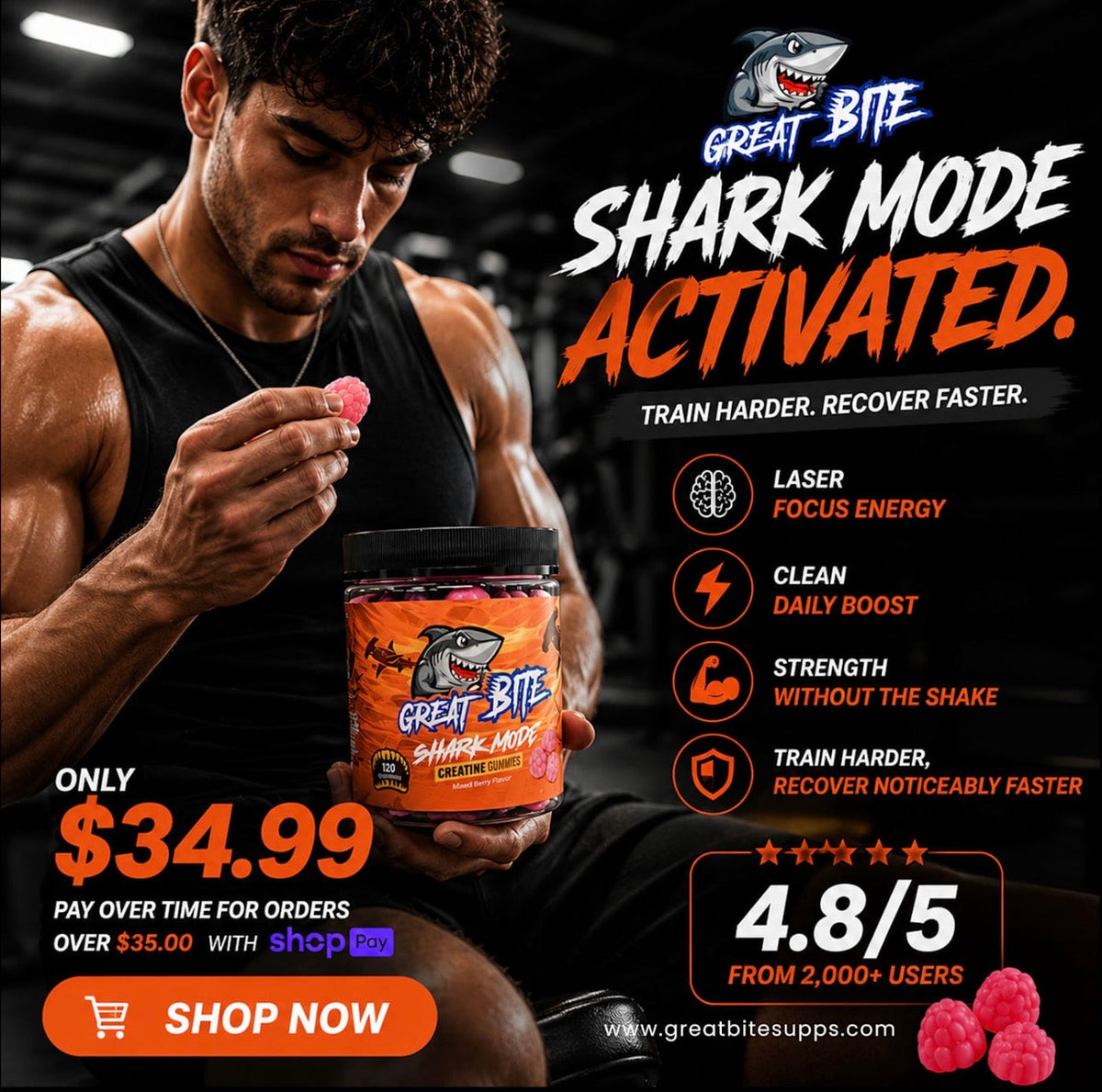 Shark Mode Creatine Gummies Great Bite