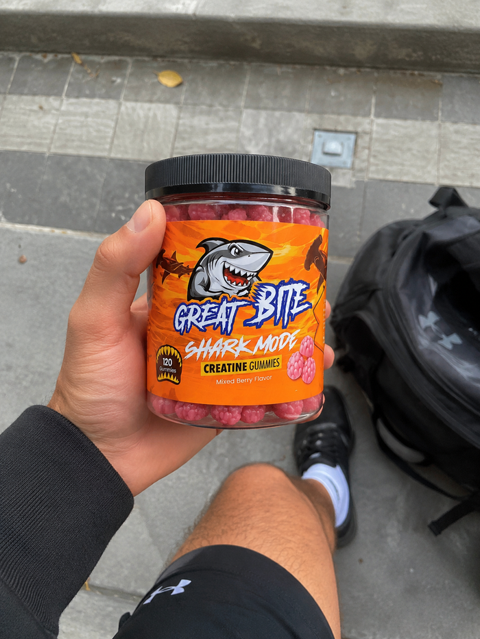 Customer Holding Shark Mode Creatine